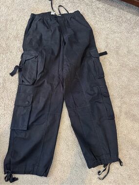 Abercrombie & Fitch Black Men's Cargo Pants with Drawstring Ankles